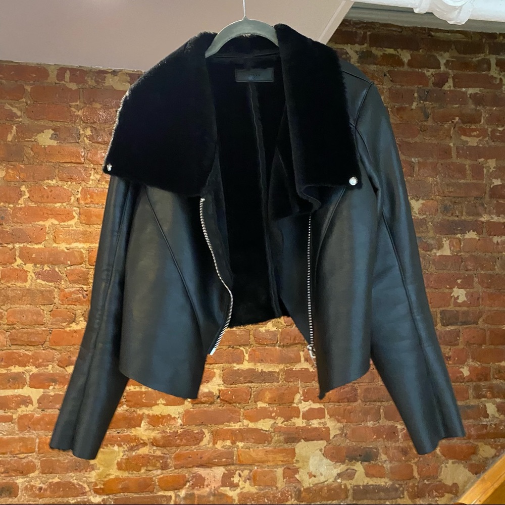 BlankNYC Vegan Leather / Sherpa Moto Jacket